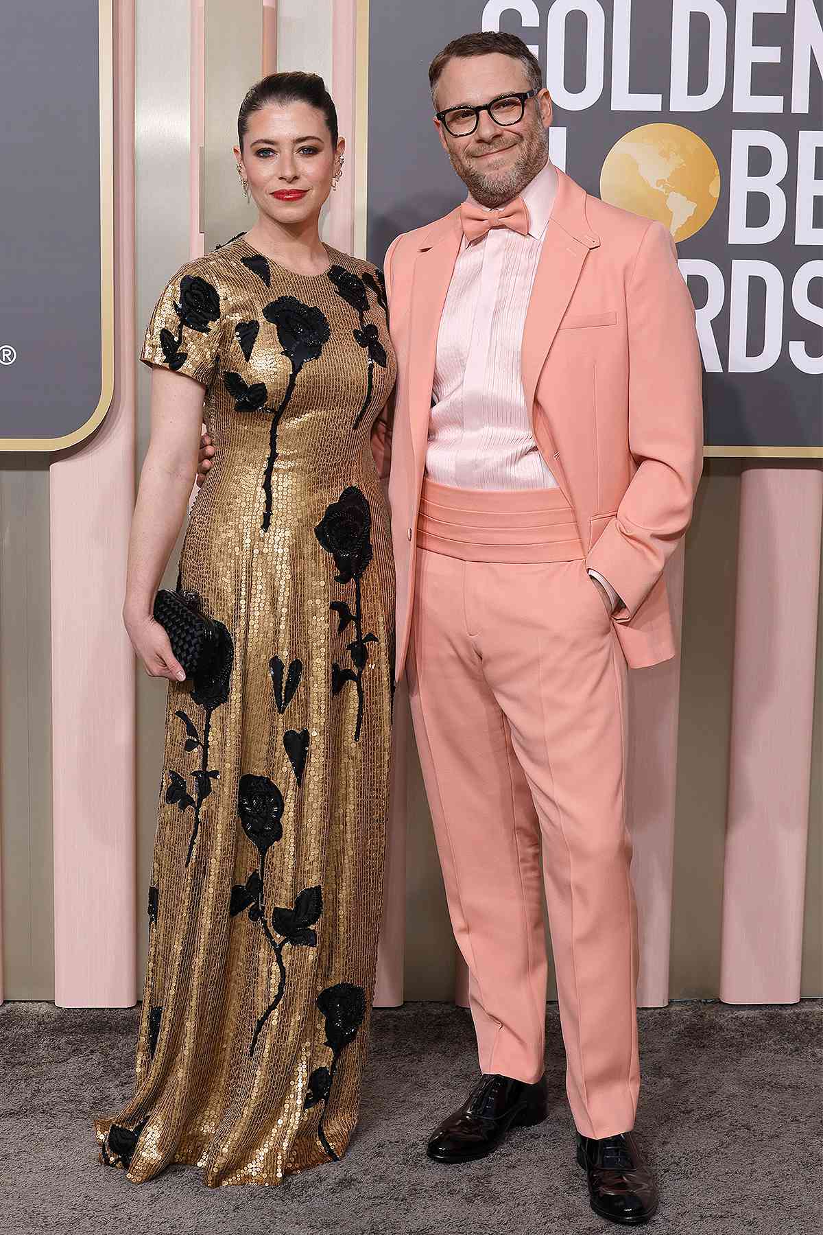 Lauren Miller and Seth Rogen attend the 80th Annual Golden Globe Awards at The Beverly Hilton on January 10, 2023 in Beverly Hills, California.