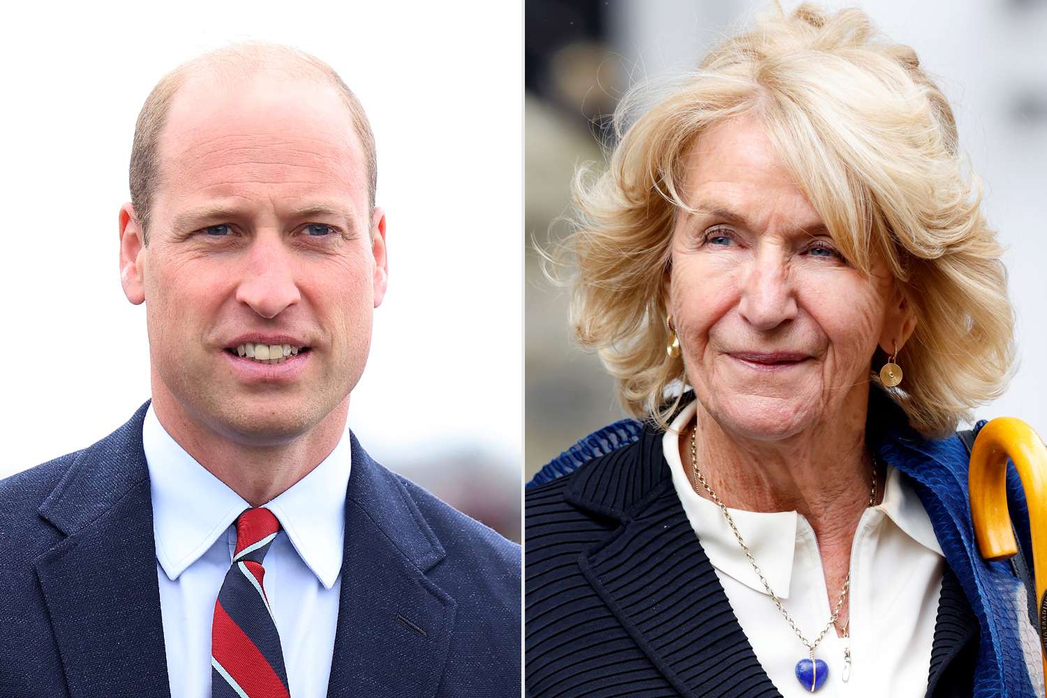 Prince William , Prince of Wales during an official visit at RAF Valley; Annabel Elliot (sister of Queen Camilla) attends a Memorial Service for Sir Chips Keswick