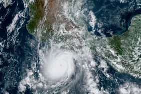 This satellite image provided by NOAA on Tuesday, Oct. 24, 2023, shows Hurricane Otis approaching Mexico's Pacific coast near Acapulco.