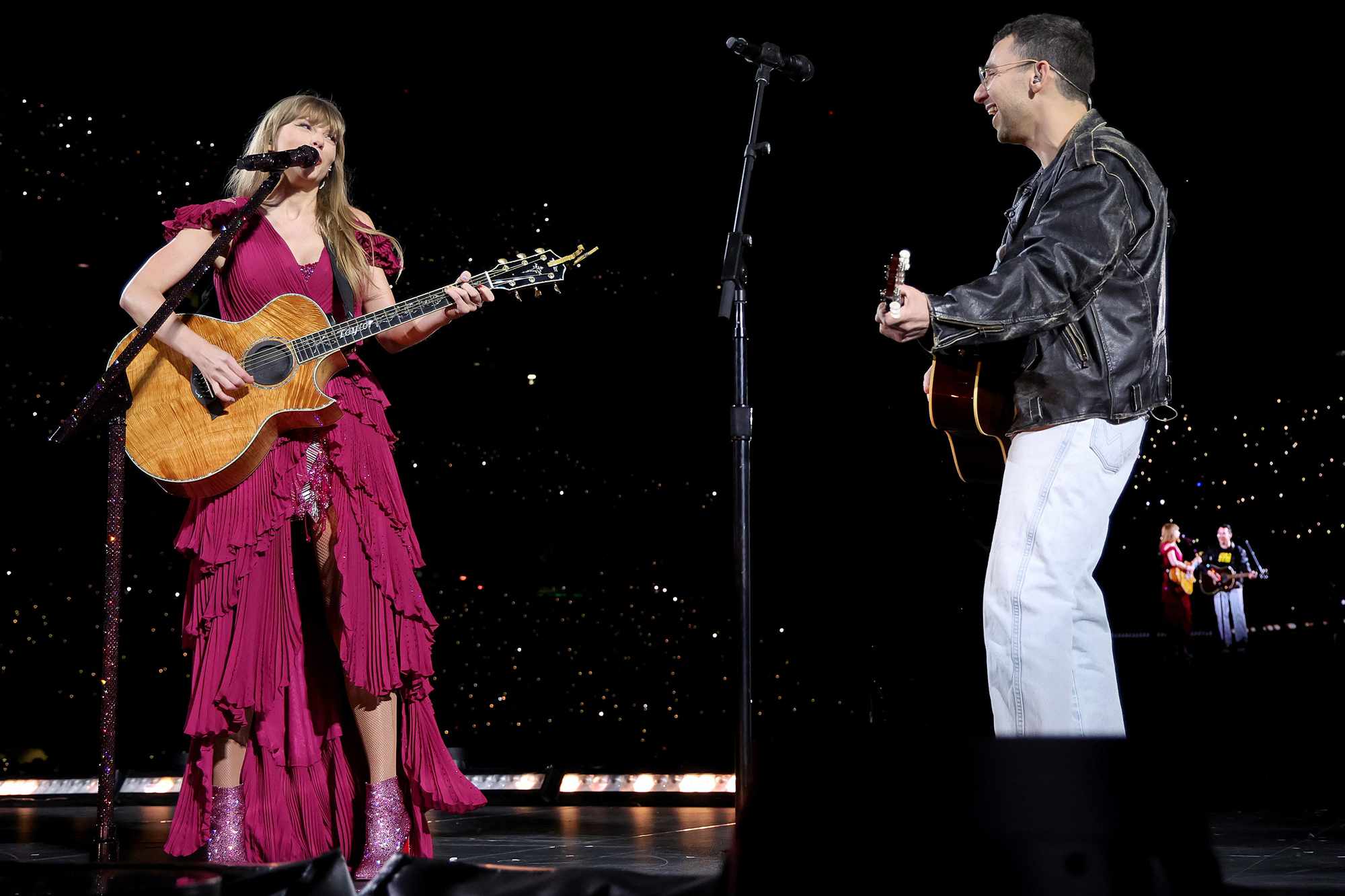 Taylor Swift and Jack Antonoff perform onstage during Taylor Swift | The Eras Tour