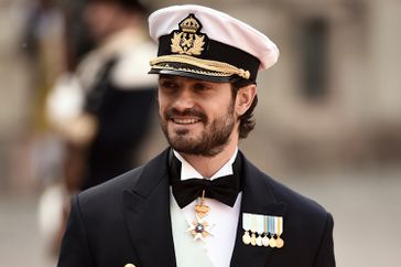 Prince Carl Philip of Sweden arrives before his royal wedding to fiancee Sofia Hellqvist at The Royal Palace on June 13, 2015