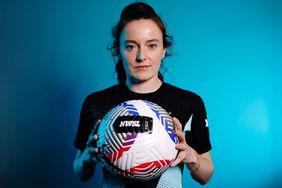 Rose Lavelle #16 of NJ/NY Gotham FC poses for a portrait during Gotham FC Media Day at Hanover Marriott on March 27, 2024 in Whippany, New Jersey.