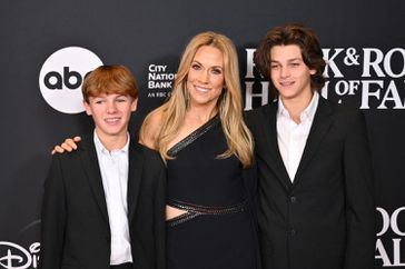 Sheryl Crow and her sons Wyatt and Levi arrive for the 38th Annual Rock & Roll Hall of Fame 