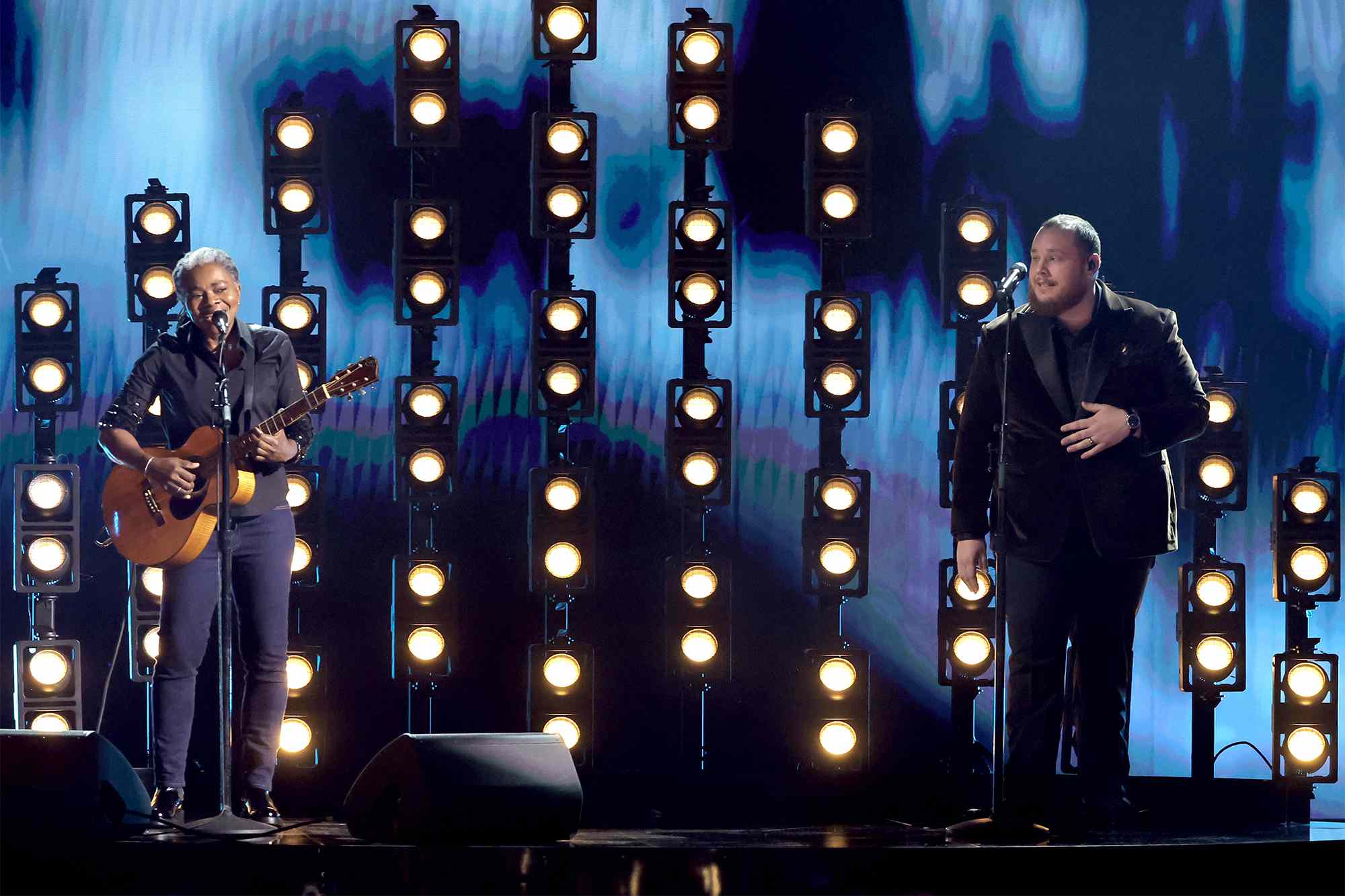 Tracy Chapman and Luke Combs perform onstage during the 66th GRAMMY Awards at Crypto.com Arena on February 04, 2024 in Los Angeles, California.