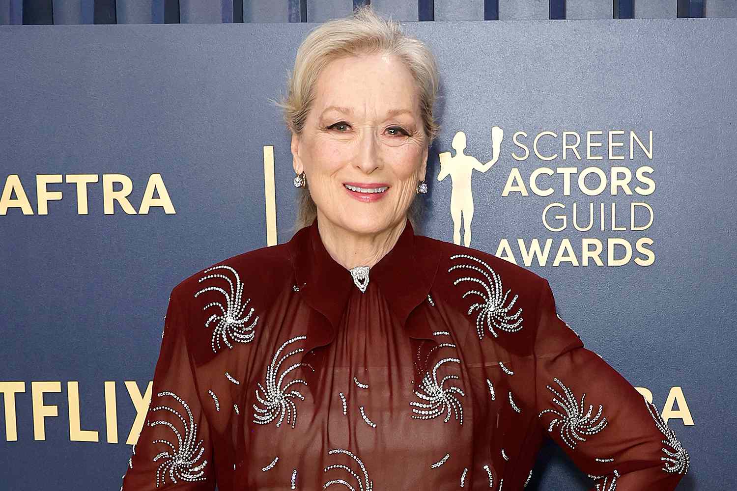 Meryl Streep attends the 30th Annual Screen Actors Guild Awards at Shrine Auditorium and Expo Hall on February 24, 2024 in Los Angeles, California.