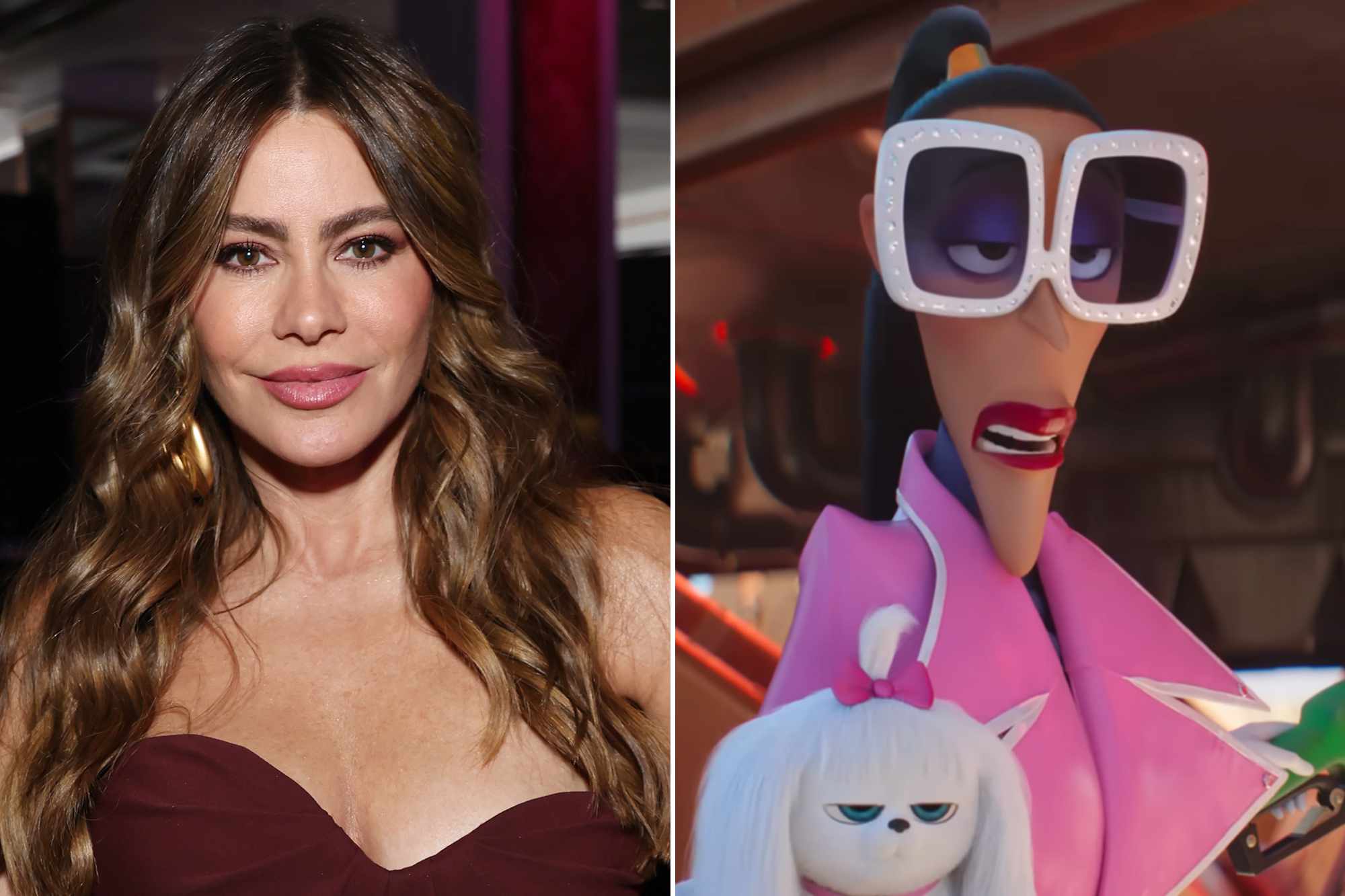 Sofia Vergara attends "An Unforgettable Evening" Benefiting The Women's Cancer Research Fund on April 10, 2024 in Beverly Hills, California. ; Valentina in 'Despicable Me 4'. 