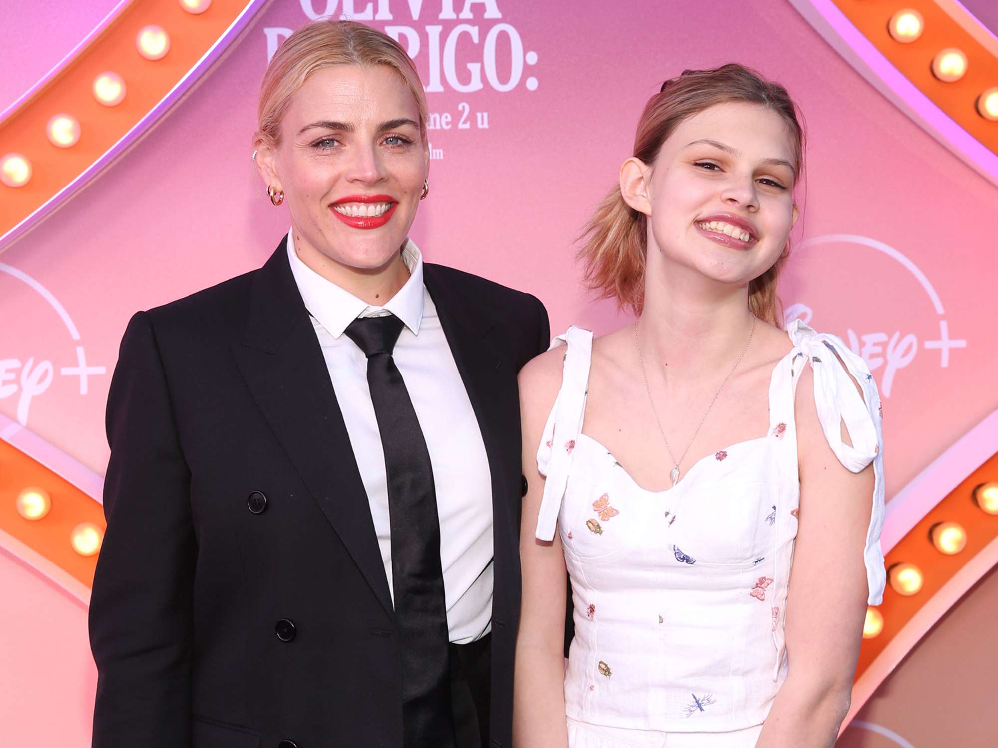 Busy Philipps and Birdie Silverstein attend the "Olivia Rodrigo: driving home 2 u (a Sour film) Premiere" 