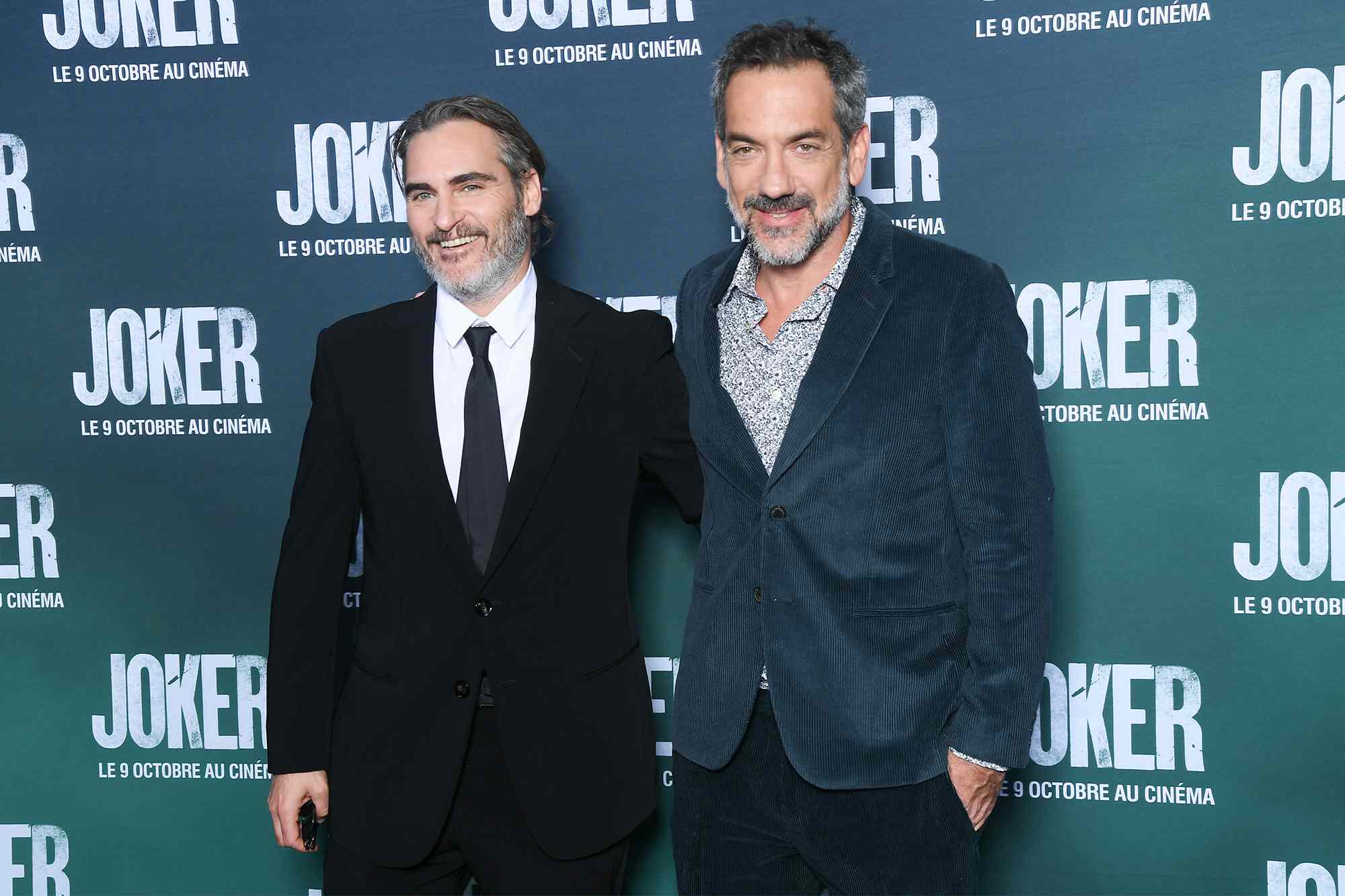 Joaquin Phoenix and Director Todd Phillips attend the "Joker" Premiere at cinema UGC Normandie son September 23, 2019 in Paris, France.