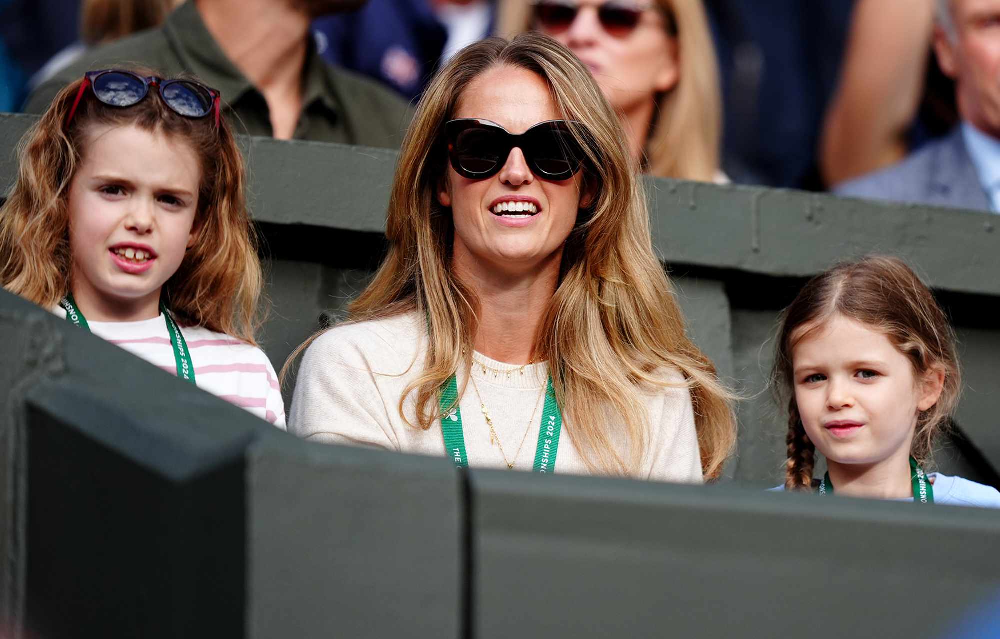 Kim Murray and kids on day four of the 2024 Wimbledon Championships on July 4, 2024.