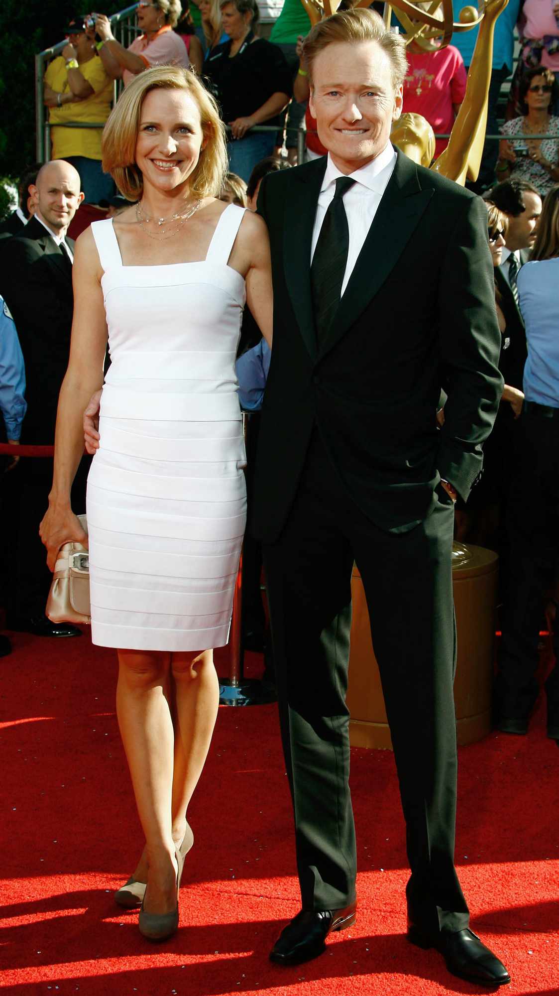 Conan O'Brien and wife Liza Powel arrive at the 60th Primetime Emmy Awards at the Nokia Theater on September 21, 2008 in Los Angeles, California