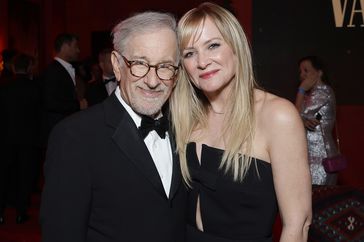 Steven Spielberg and Jessica Capshaw attend the 2024 Vanity Fair Oscar Party Hosted By Radhika Jones