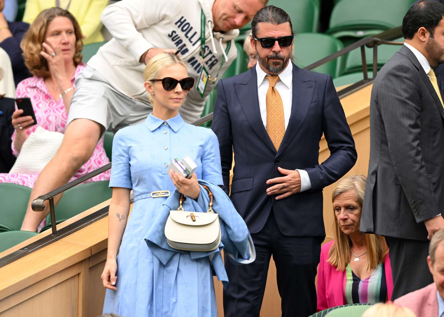 Jordyn Blum and Dave Grohl attend day two of the Wimbledon Tennis Championships at the All England Lawn Tennis and Croquet Club on July 02, 2024