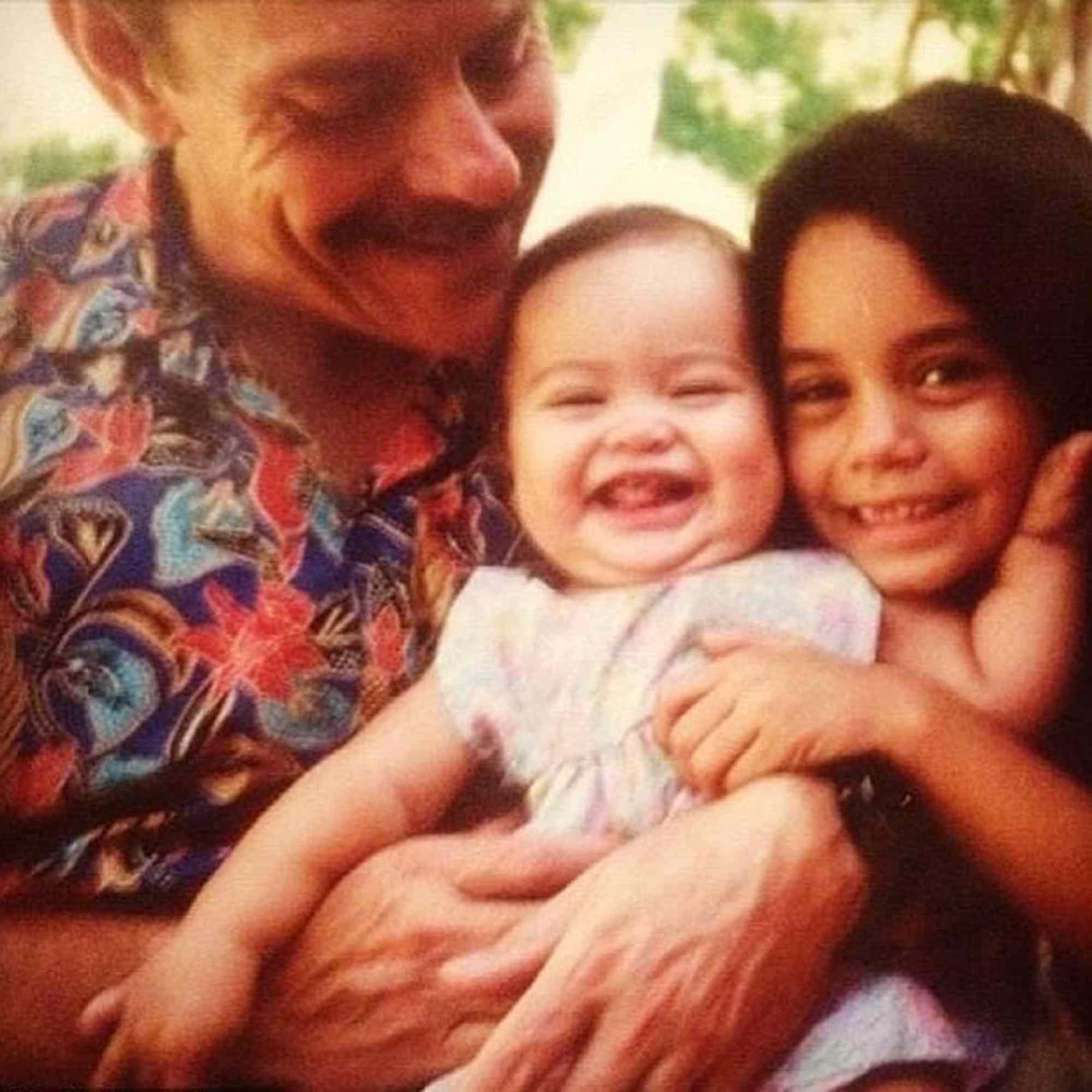 Vanessa Hudgens with her dad, Gregory, and her sister Stella.