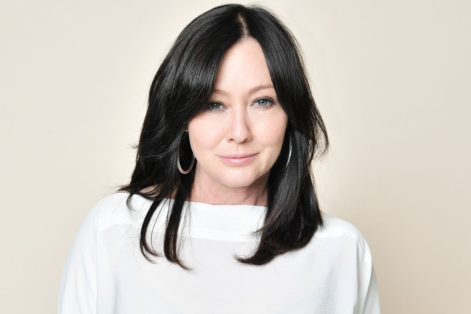 Shannen Doherty poses for a portrait in the Getty Images & People Magazine Portrait Studio at Hallmark Channel and American Humanes 2019