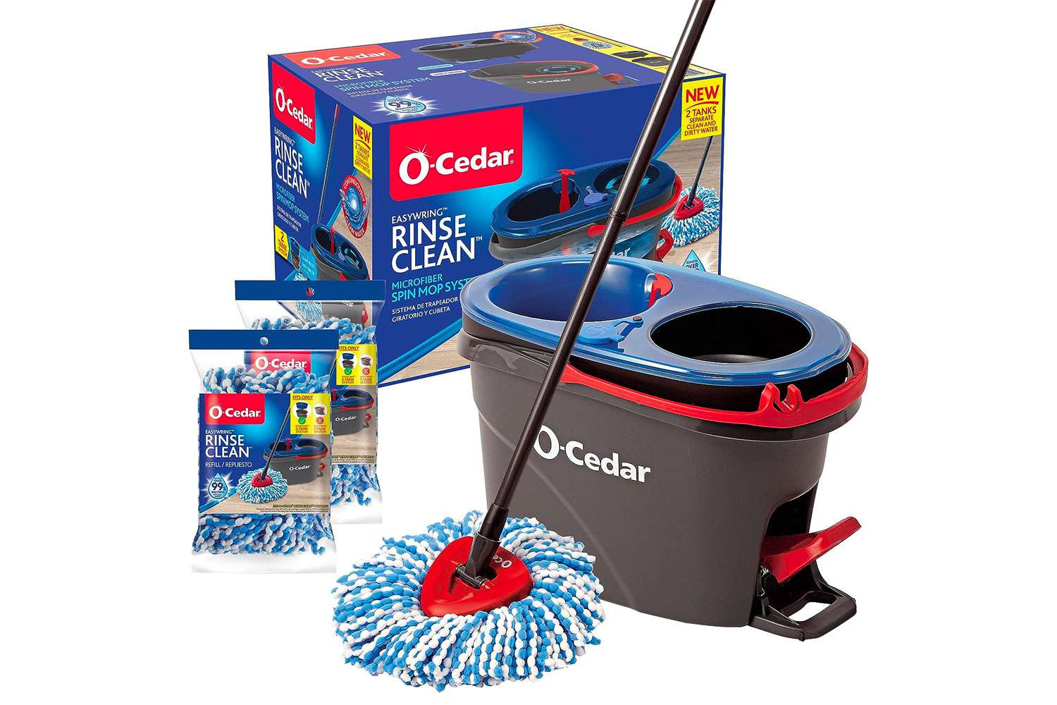 Amazon O-Cedar EasyWring RinseClean Microfiber Spin Mop & Bucket Floor Cleaning System