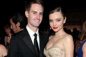 Evan Spiegel (L) and model Miranda Kerr attend the Fifth Annual Baby2Baby Gala