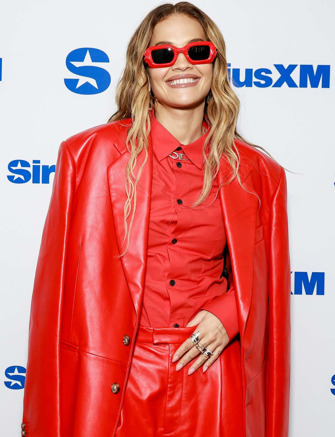 Rita Ora visits SiriusXM studios on July 08, 2024 in New York City