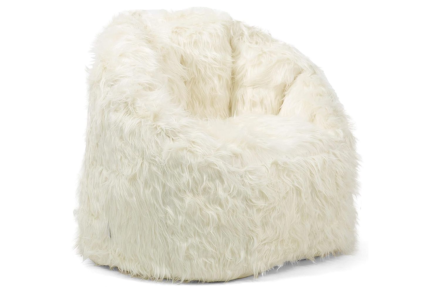 Amazon Big Joe Milano Bean Bag Chair, Ivory Shag Fur, Soft Faux Fur