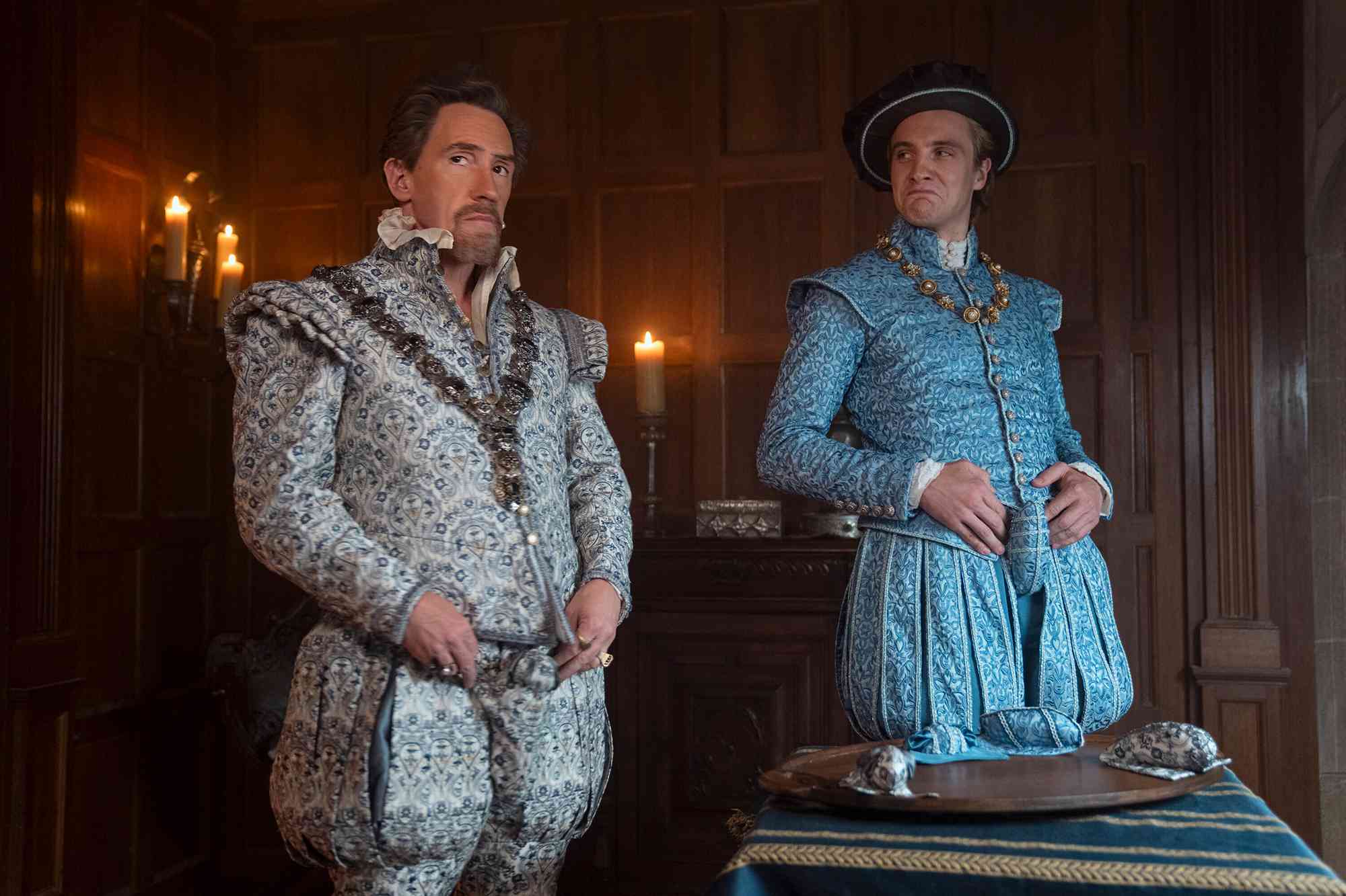 Rob Brydon as Lord Dudley and Henry Ashton as Stan Dudley in 'My Lady Jane'. 