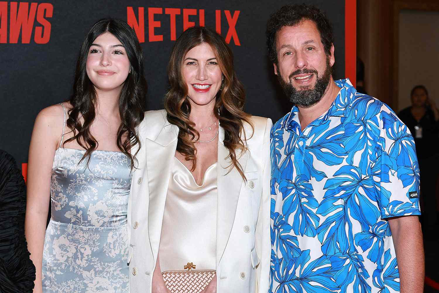 Sadie Sandler, Jackie Sandler and Adam Sandler attend the Los Angeles Premiere Of Netflix's "The Out-Laws" at Regal LA Live on June 26, 2023