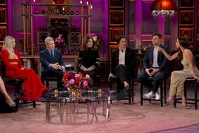 VANDERPUMP RULES -- "Reunion" -- Pictured: (l-r) Ariana Madix, Andy Cohen, Lisa Vanderpump, Tom Sandoval, Tom Schwartz, Scheana Shay