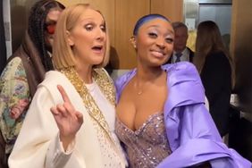 Sonyae Elise and Celine Dion backstage at the 66th GRAMMY Awards 