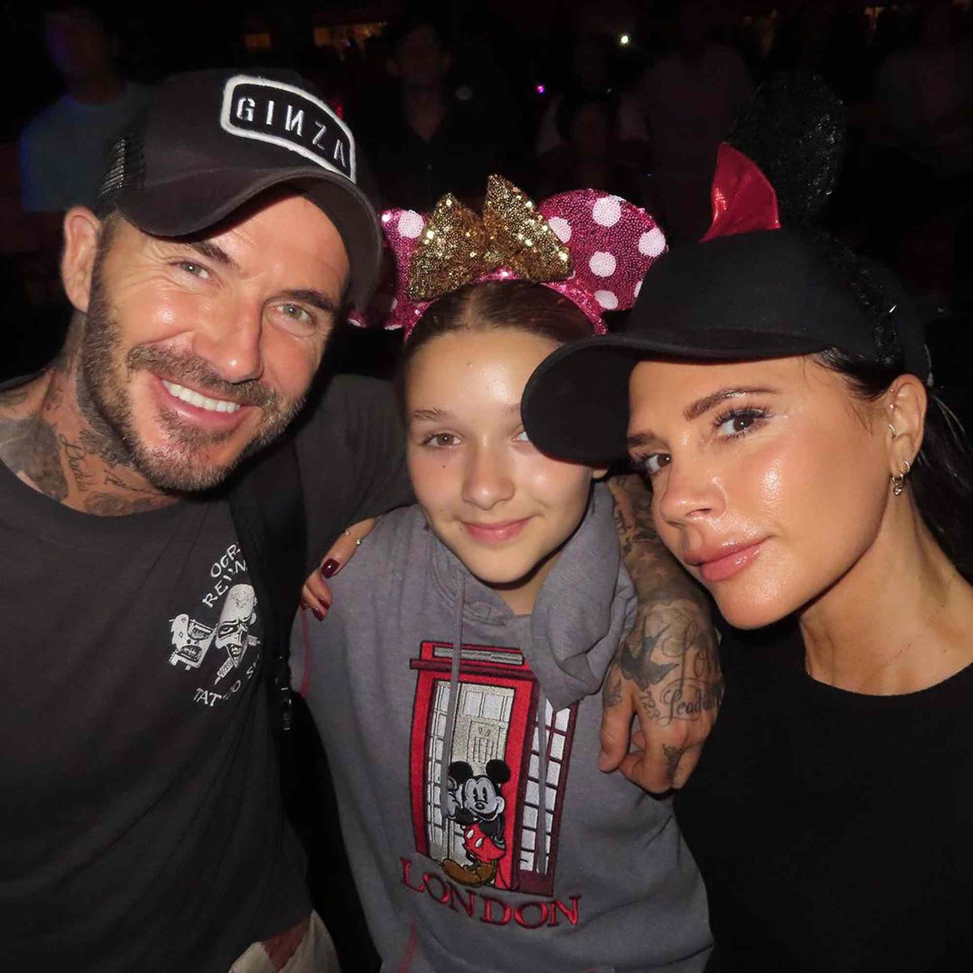 David, Harper, and Victoria Beckham at Disney World