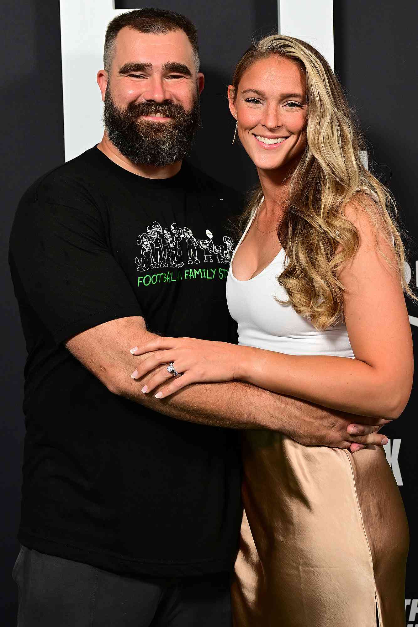 Jason Kelce and Kylie Kelce attend Thursday Night Football Presents The World Premiere of "Kelce" on September 08, 2023 in Philadelphia, Pennsylvania. 