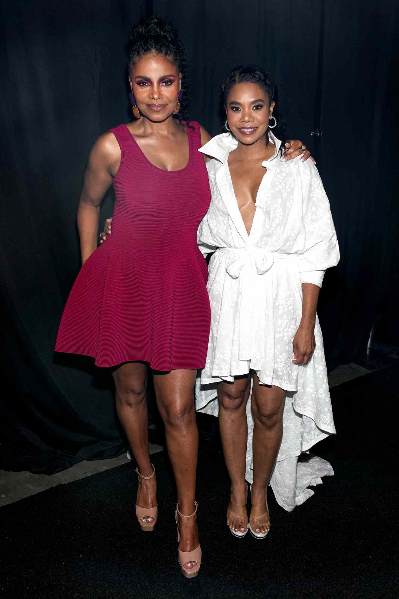 Sanaa Lathan and Regina Hall seen backstage during Day 2 of the 2024 ESSENCE Festival of Culture presented by Coca-Cola at Caesars Superdome on July 06, 2024 in New Orleans, Louisiana. 