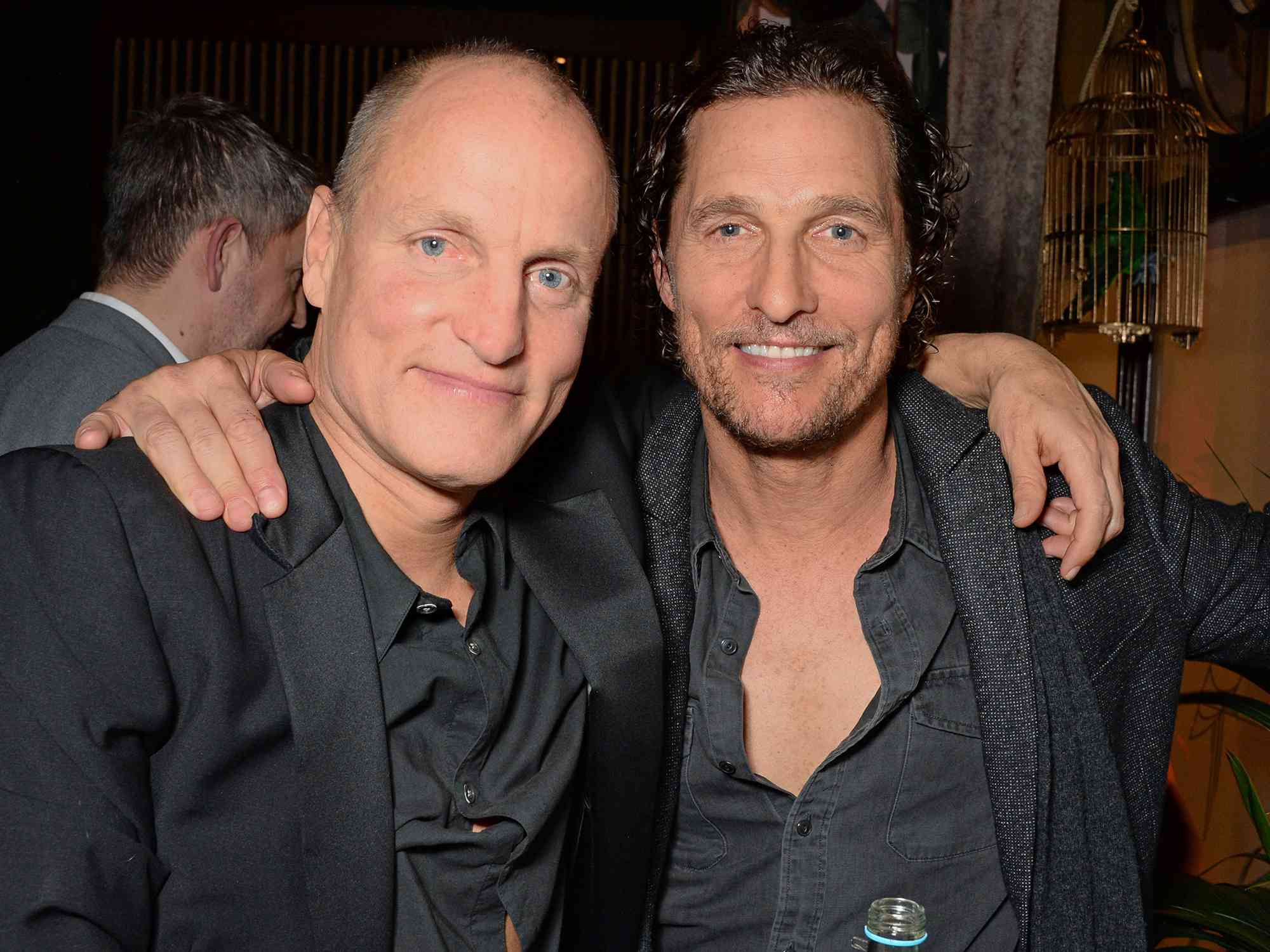 Woody Harrelson and Matthew McConaughey attend the launch party of new bar The Parrot at The Waldorf Hilton on November 8, 2018 in London, England. 