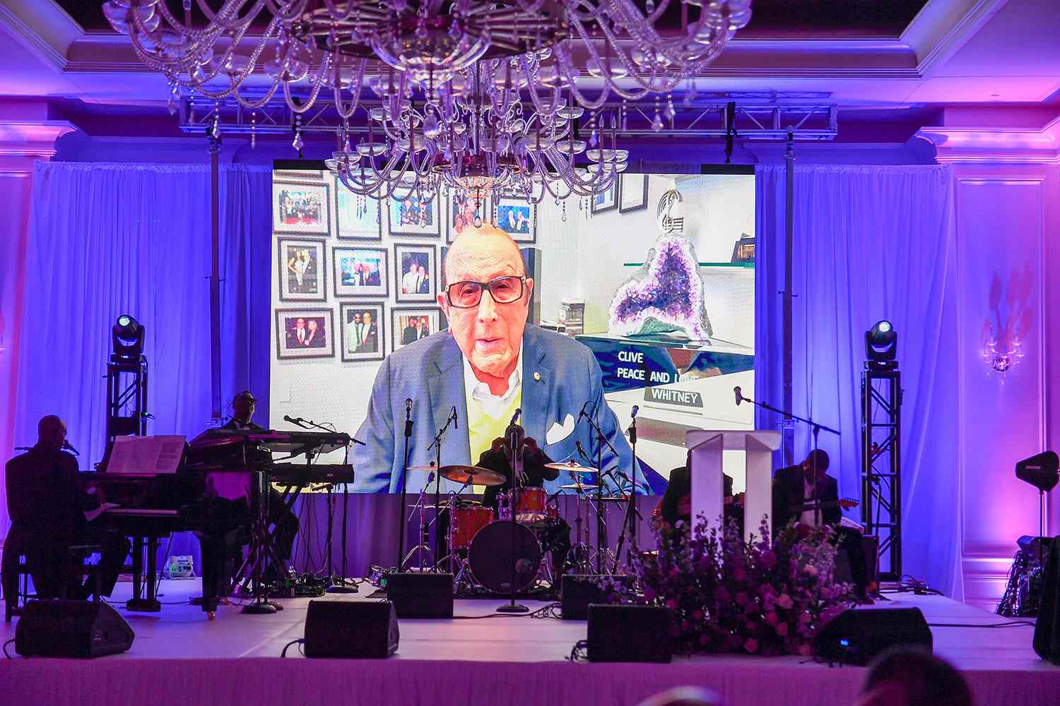 Clive Davis gives a virtual tribute and welcome during the Whitney Houston Legacy of Love Gala at The St. Regis Atlanta on August 09, 2023 in Atlanta, Georgia.