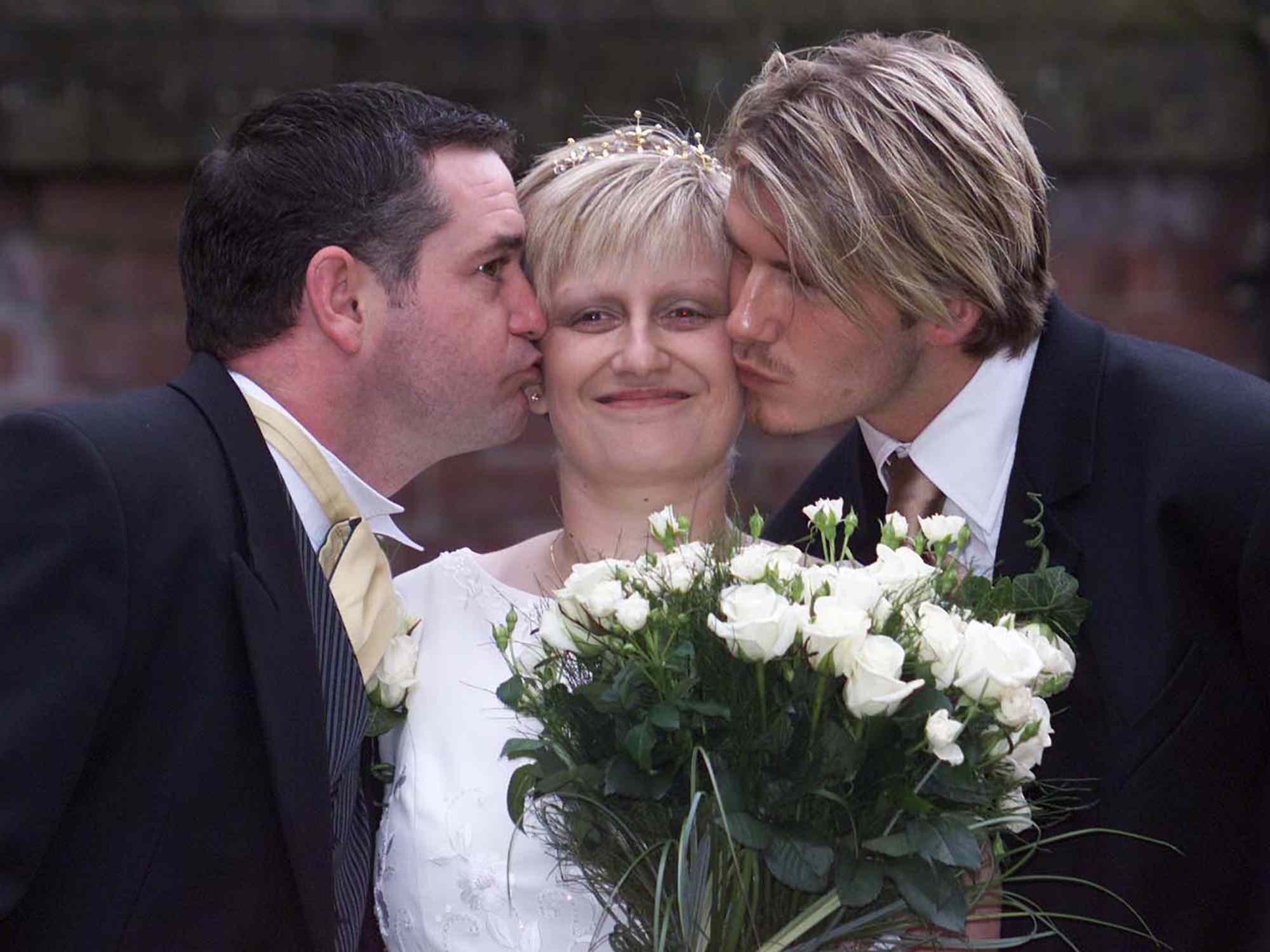 Lynne Beckham sister of David Beckham on her wedding day in 1999.