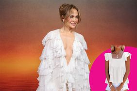 j lo in white gown featuring white peplum top