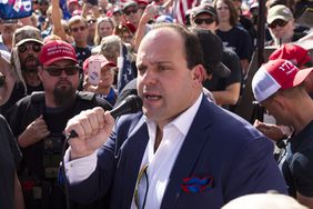 Boris Epshteyn, legal advisor for the Trump 2020 campaign, speaks to supporters of U.S. President Donald Trump