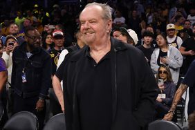 LOS ANGELES, CALIFORNIA - MAY 12: Actors Jack Nicholson (left) and Woody Harrelson look on prior to game six of the Western Conference Semifinal Playoffs between the Los Angeles Lakers and the Golden State Warriors at Crypto.com Arena on May 12, 2023 in Los Angeles, California. NOTE TO USER: User expressly acknowledges and agrees that, by downloading and or using this photograph, User is consenting to the terms and conditions of the Getty Images License Agreement. (Photo by Harry How/Getty Images)