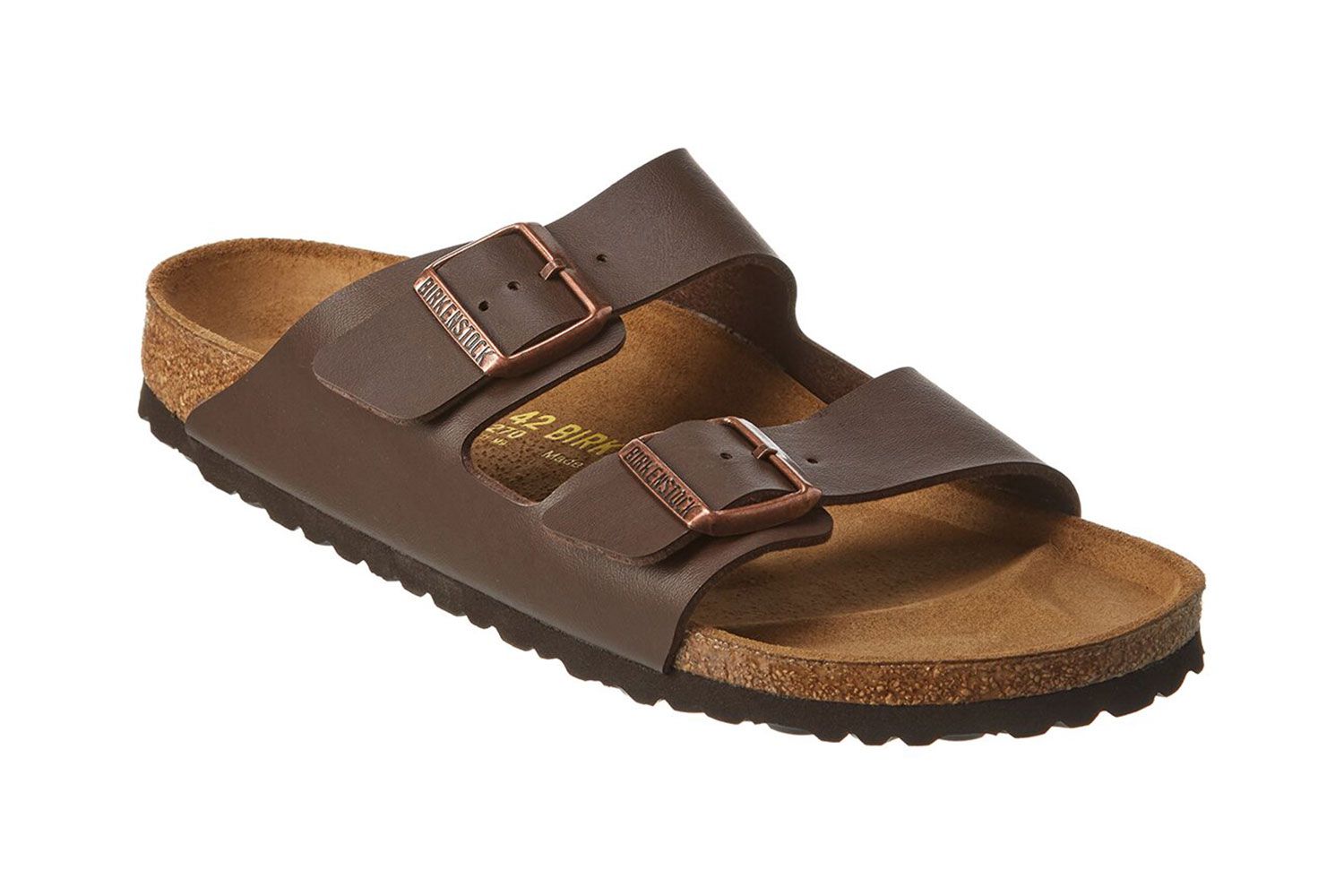 Gilt Birkenstock Women's Arizona Narrow Birko-Flor Sandal Dark Brown Birko-Flor Synthetic Leather