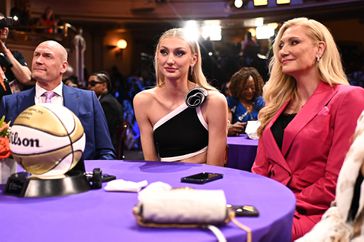 Cameron Brink and her parents during the 2024 WNBA Draft on April 14, 2025.