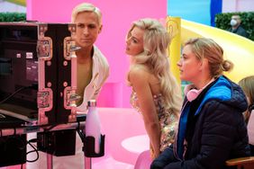 Director/Writer GRETA GERWIG, Margot Robbie and RYAN GOSLING on the set of Warner Bros. Pictures BARBIE a Warner Bros. Pictures release.