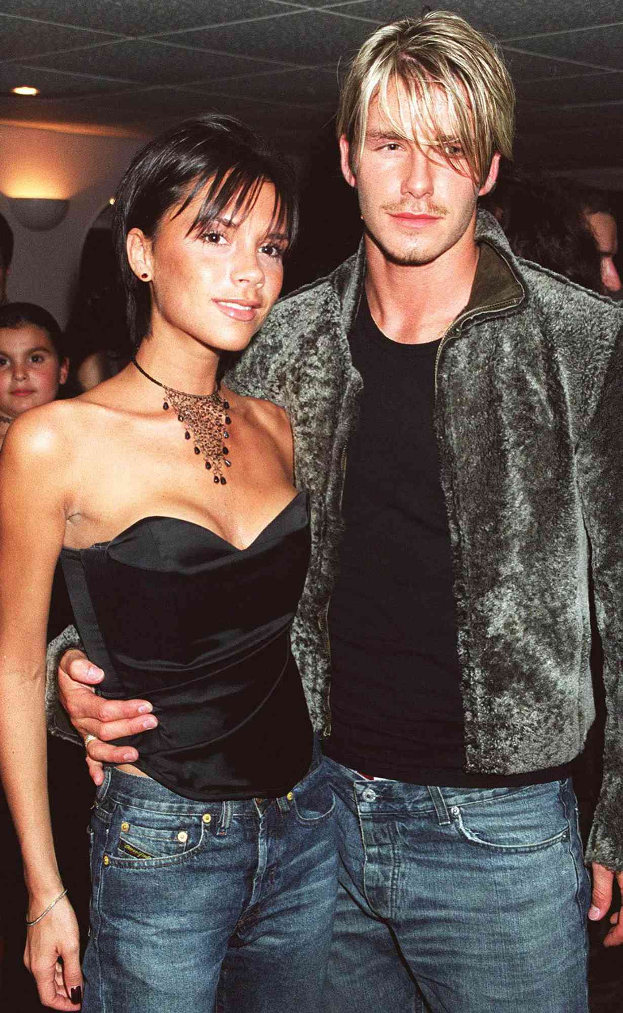 Victoria Adams & David Beckham, Backstage After Whitney Houston Concert, At Wembley Arena, London (Photo by Dave Benett/Getty Images)