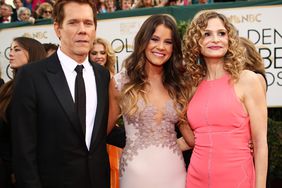 Kevin Bacon, daughter Sosie Bacon, and actress Kyra Sedgwick arrive to the 71st Annual Golden Globe Awards held at the Beverly Hilton Hotel on January 12, 2014