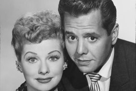 Lucille Ball and Desi Arnaz of I Love Lucy pose for a formal portrait. Image dated January 1, 1954