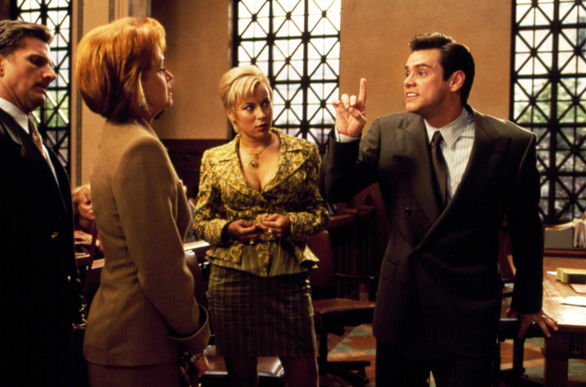 Eric Pierpont, Swoosie Kurtz, Jennifer Tilly, and Jim Carrey in 'Liar Liar' 1997