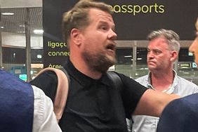 James Corden is seen at the Lisbon, Portugal airport complaining to British Airways staff on May 31, 2024.