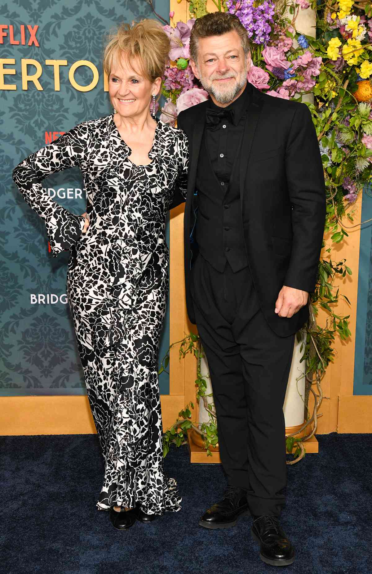 Lorraine Ashbourne and Andy Serkis at the world premiere of "Bridgerton" season 3 held at Alice Tully Hall on May 13, 2024 in New York City.