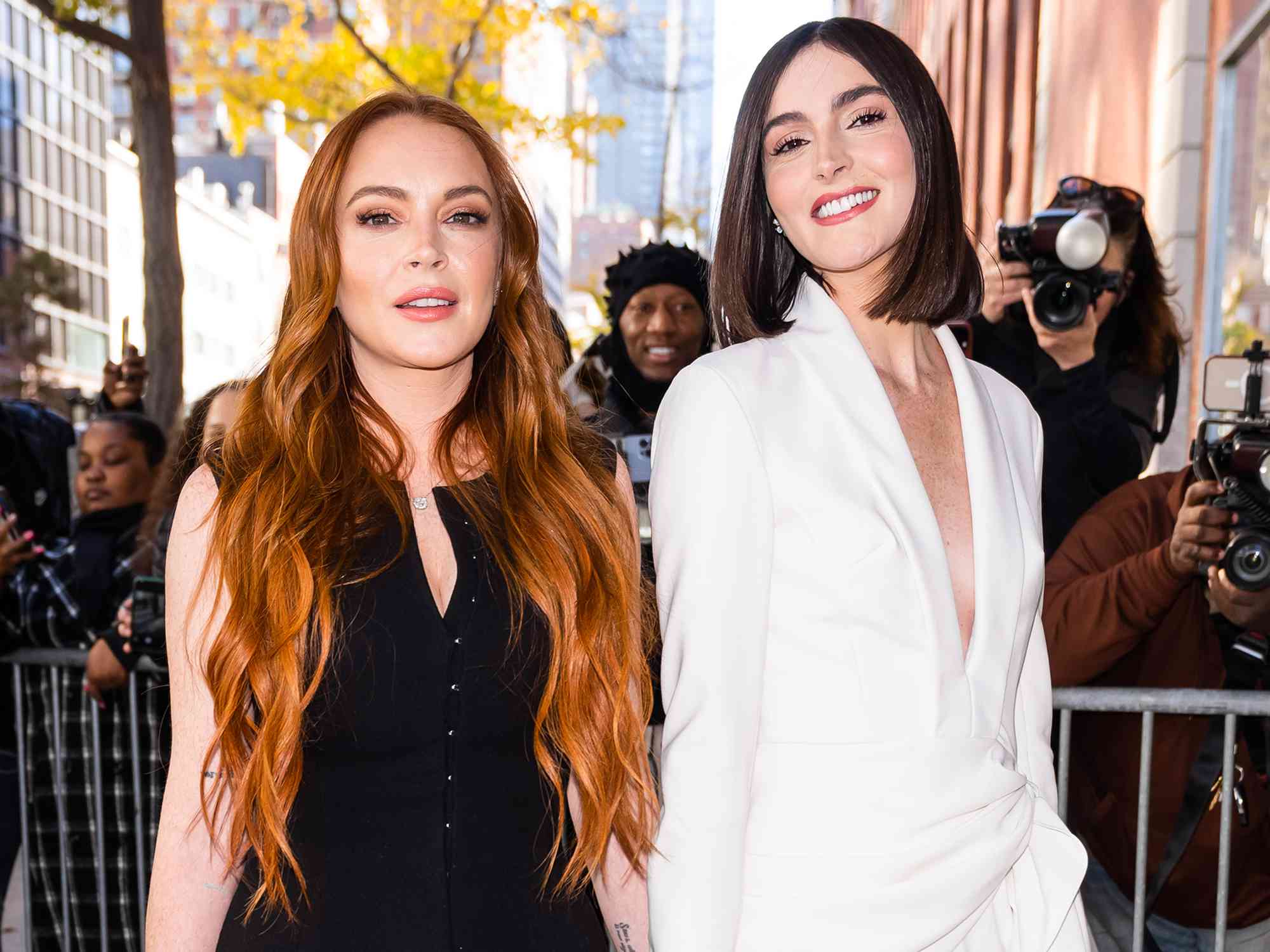 Lindsay Lohan and Aliana Lohan in Midtown on November 10, 2022 in New York City.