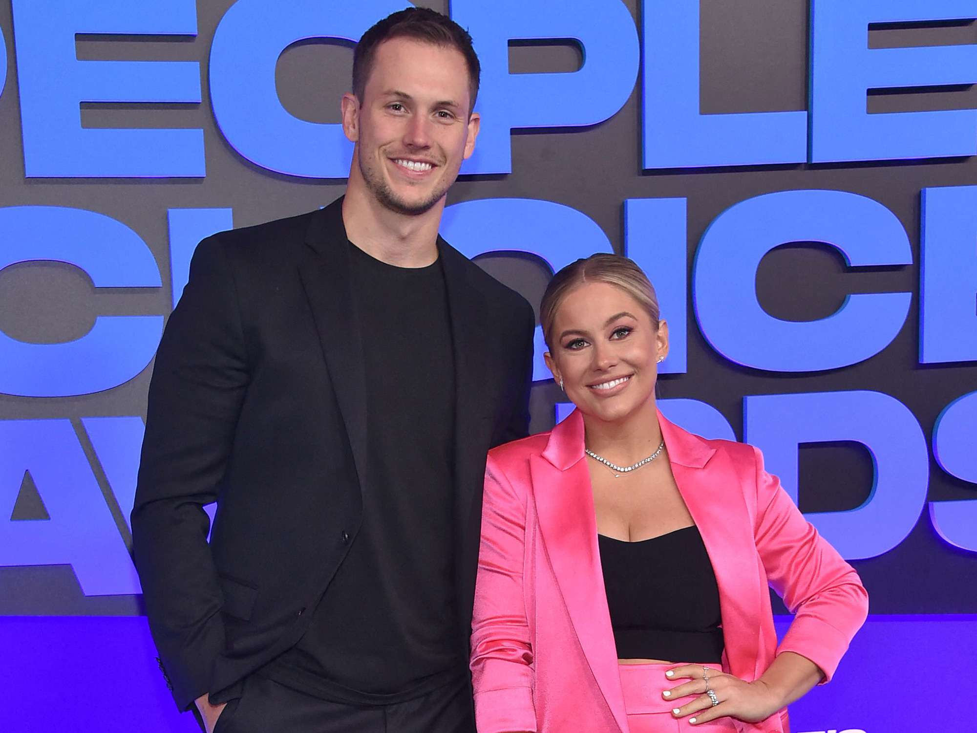 Shawn Johnson East and her husband football long snapper Andrew East arrive for the 47th People's Choice Awards