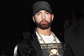 Eminem poses backstage during the 36th Annual Rock & Roll Hall Of Fame Induction Ceremony at Rocket Mortgage Fieldhouse on October 30, 2021 in Cleveland, Ohio.