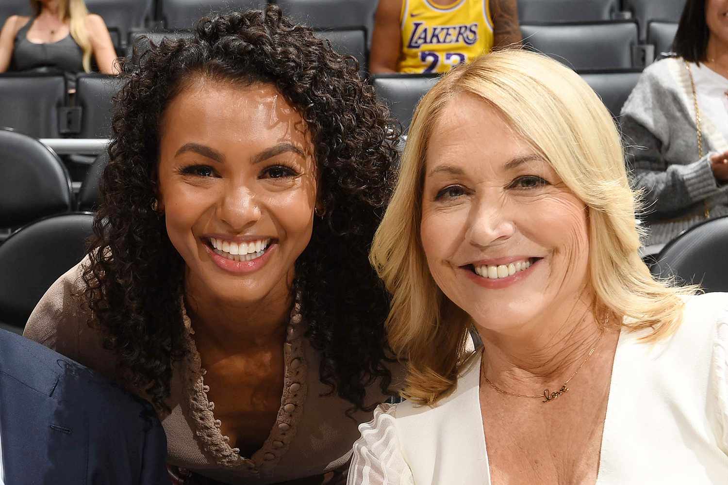 Doc Rivers, Doris Burke, and Malika Andrews talk before the game between the Golden State Warriors and the Los Angeles Lakers on October 13, 2023 at Crypto.Com Arena in Los Angeles