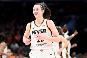 Caitlin Clark #22 of the Indiana Fever celebrates during the game against the Washington Mystics at Capital One Arena on June 07, 2024 in Washington, DC. 