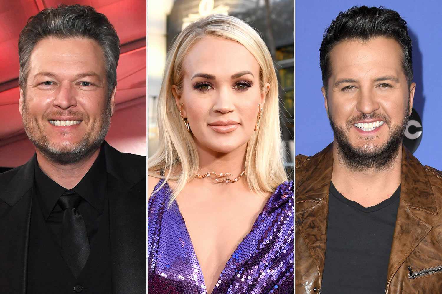 Blake shelton. carrie underwood. luke bryan